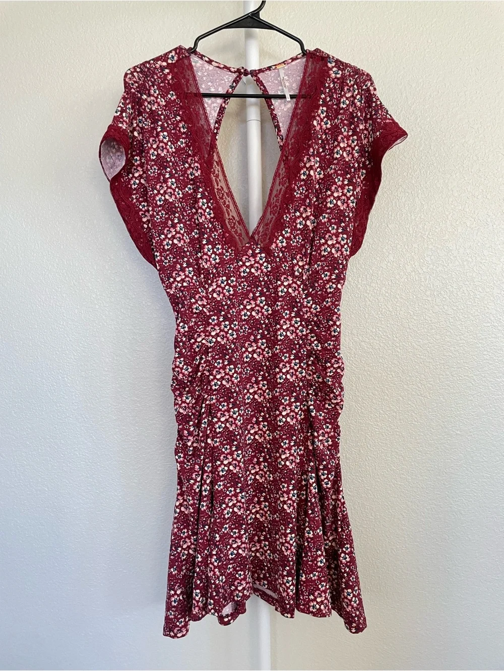 Free People Sweet Talker Mini Dress Open Back Floral Boho Large